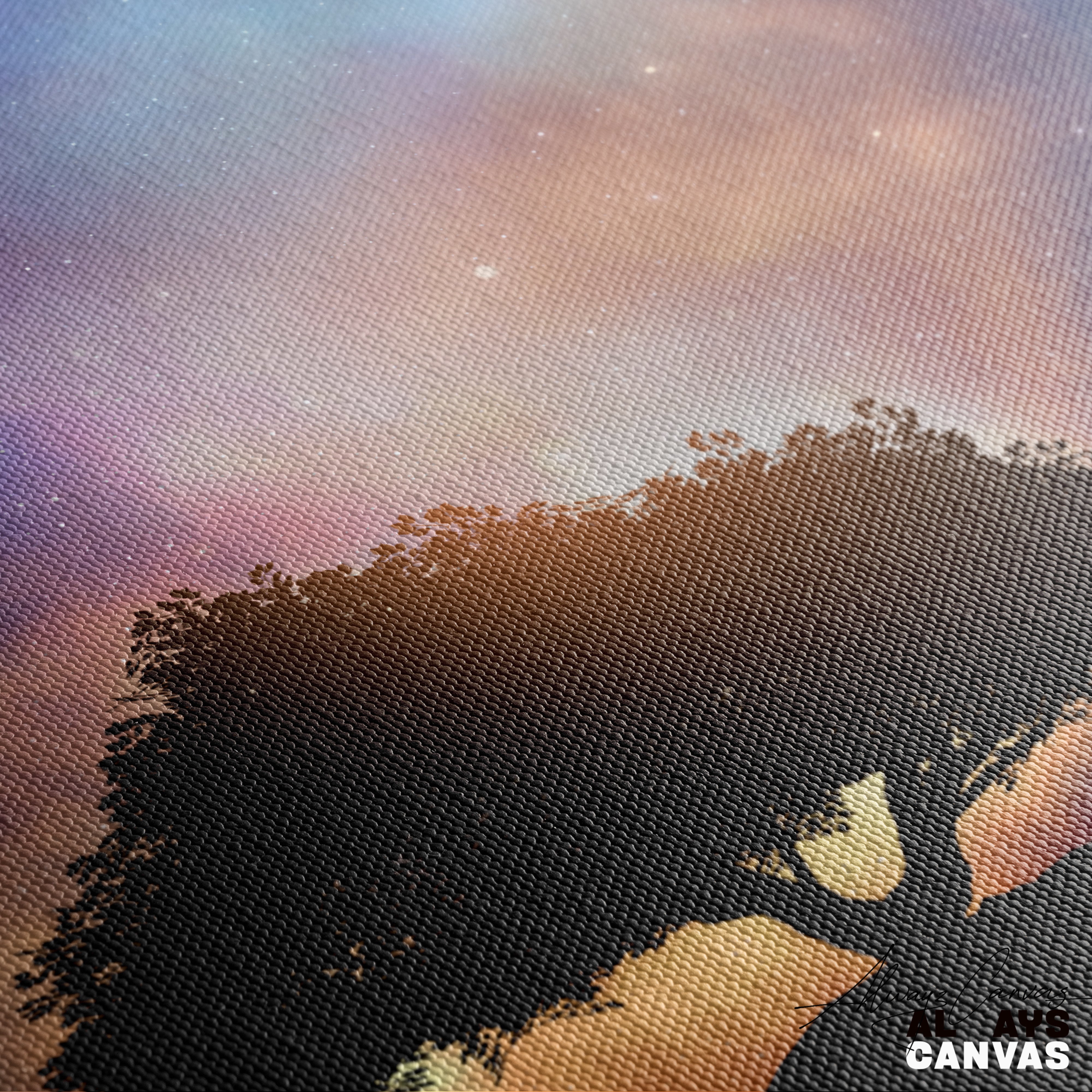 Stellar Silhouette: Premium Galactic Horizon Canvas