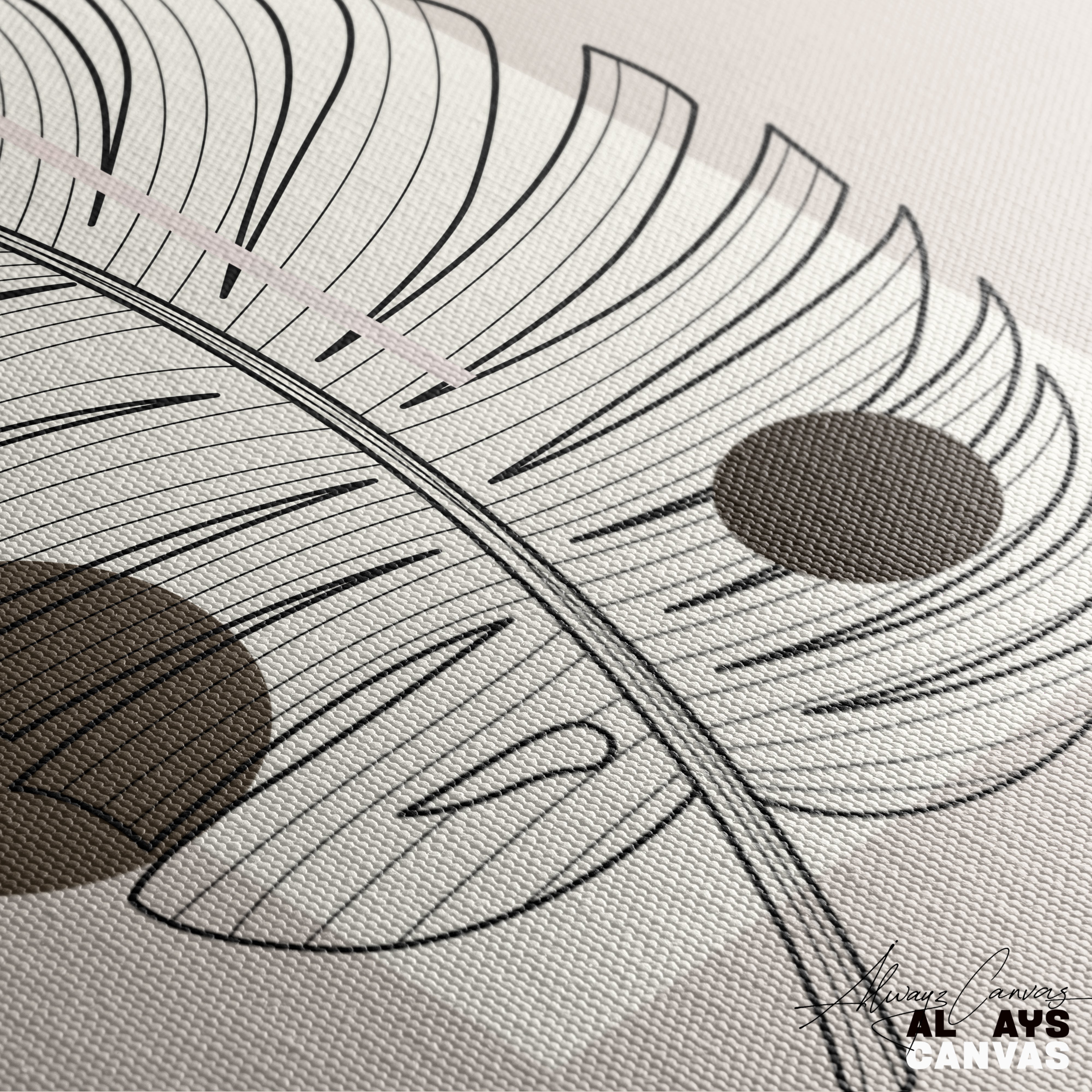 Linear Leaf: Minimalist Modern Art | Geometric Botanical: Sleek Line Canvas