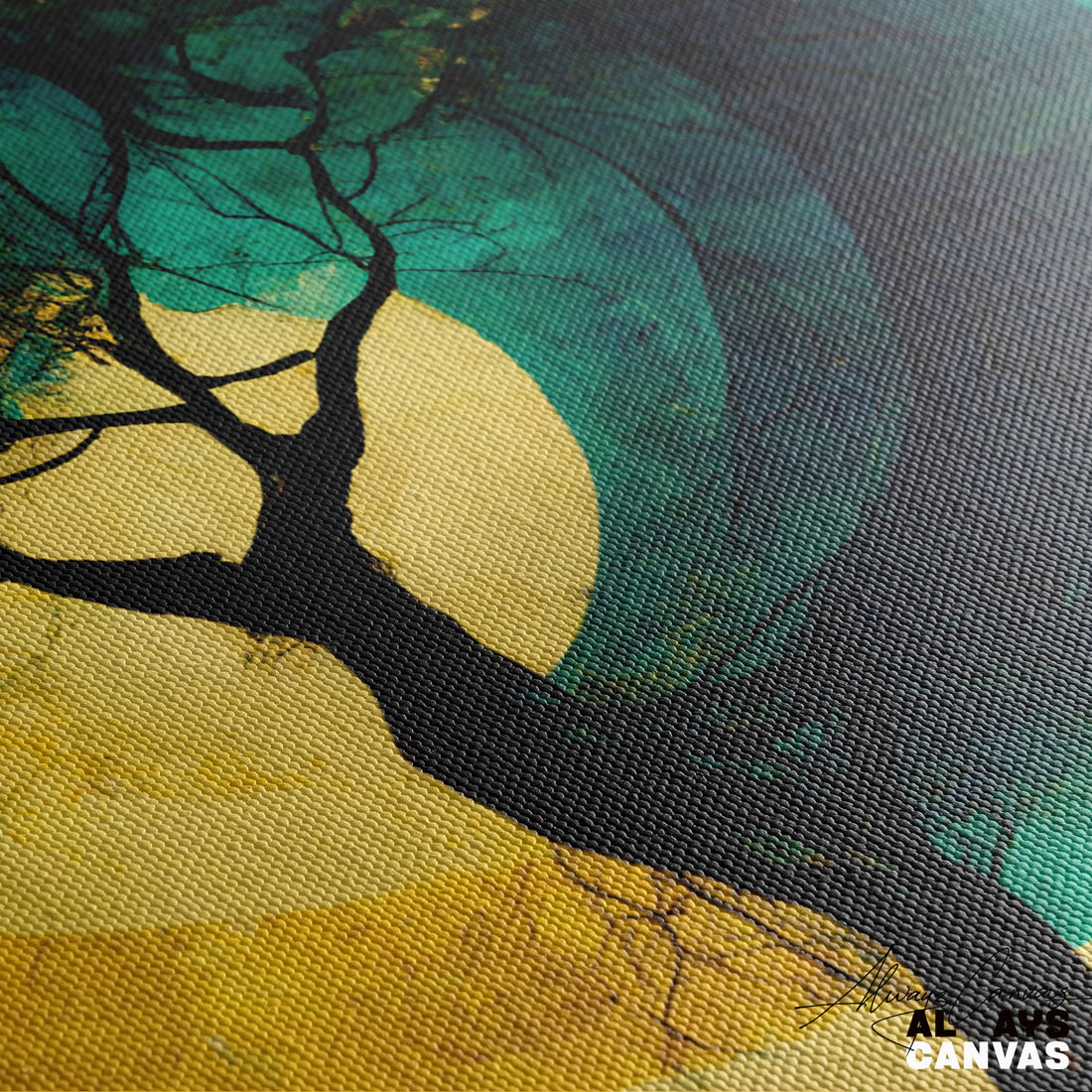 Zen Circle: Golden Horizon Tree Canvas