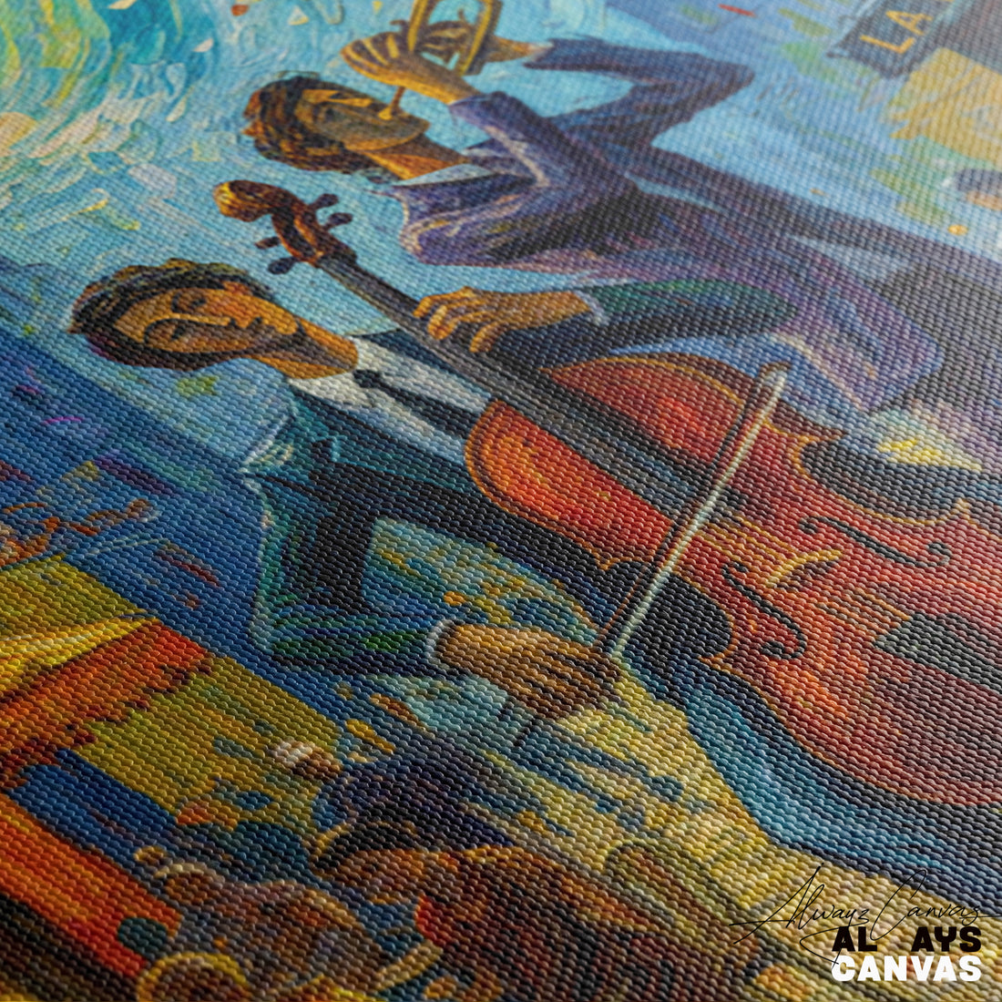 Parisian Jazz Serenade: Post-Impressionist Modern Canvas Art