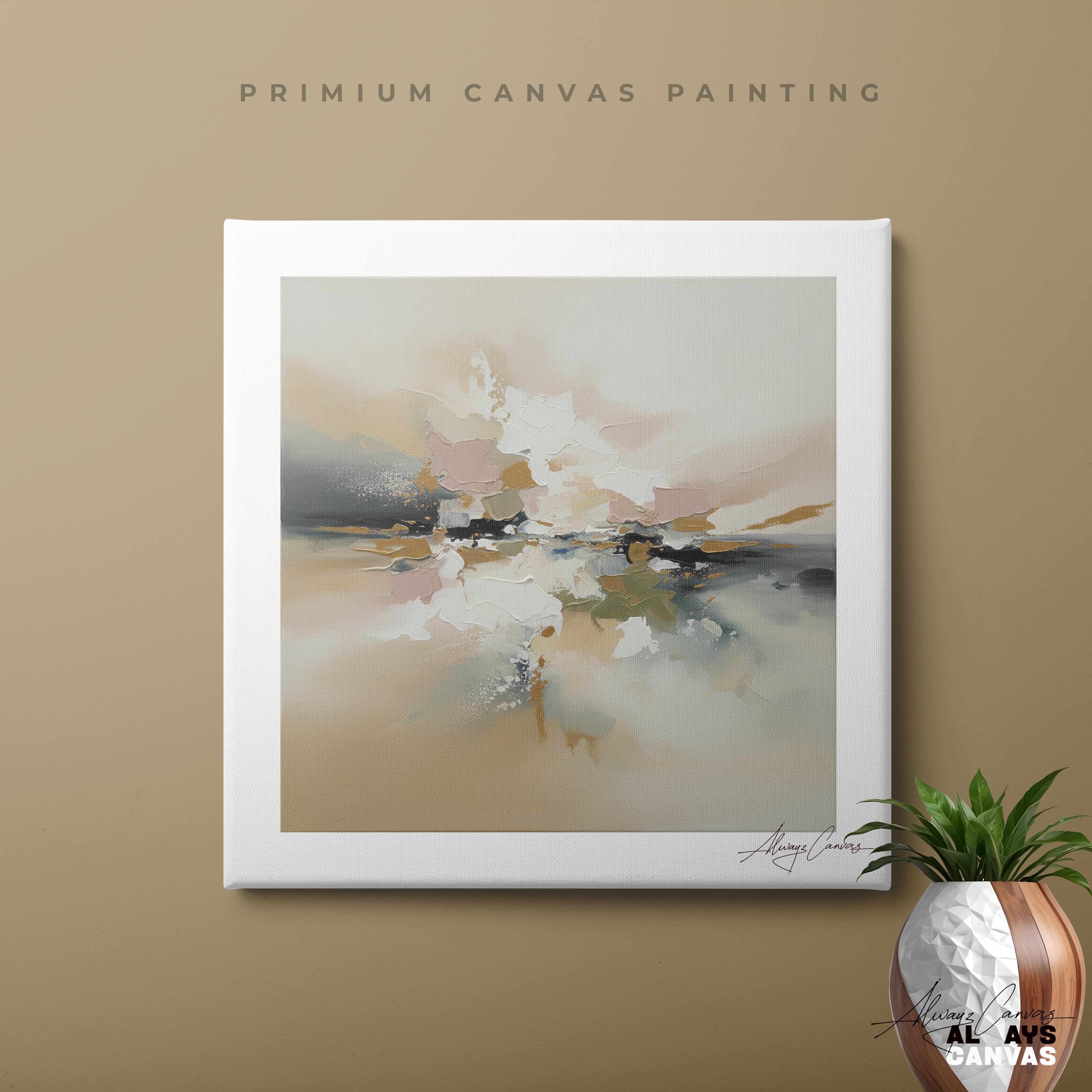 Blush Mist Elegance – Modern Abstract Canvas Wall Art