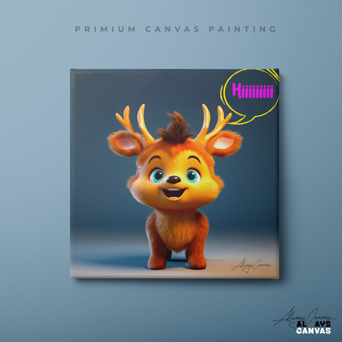 Golden Antlers: Whimsical Modern Canvas Art