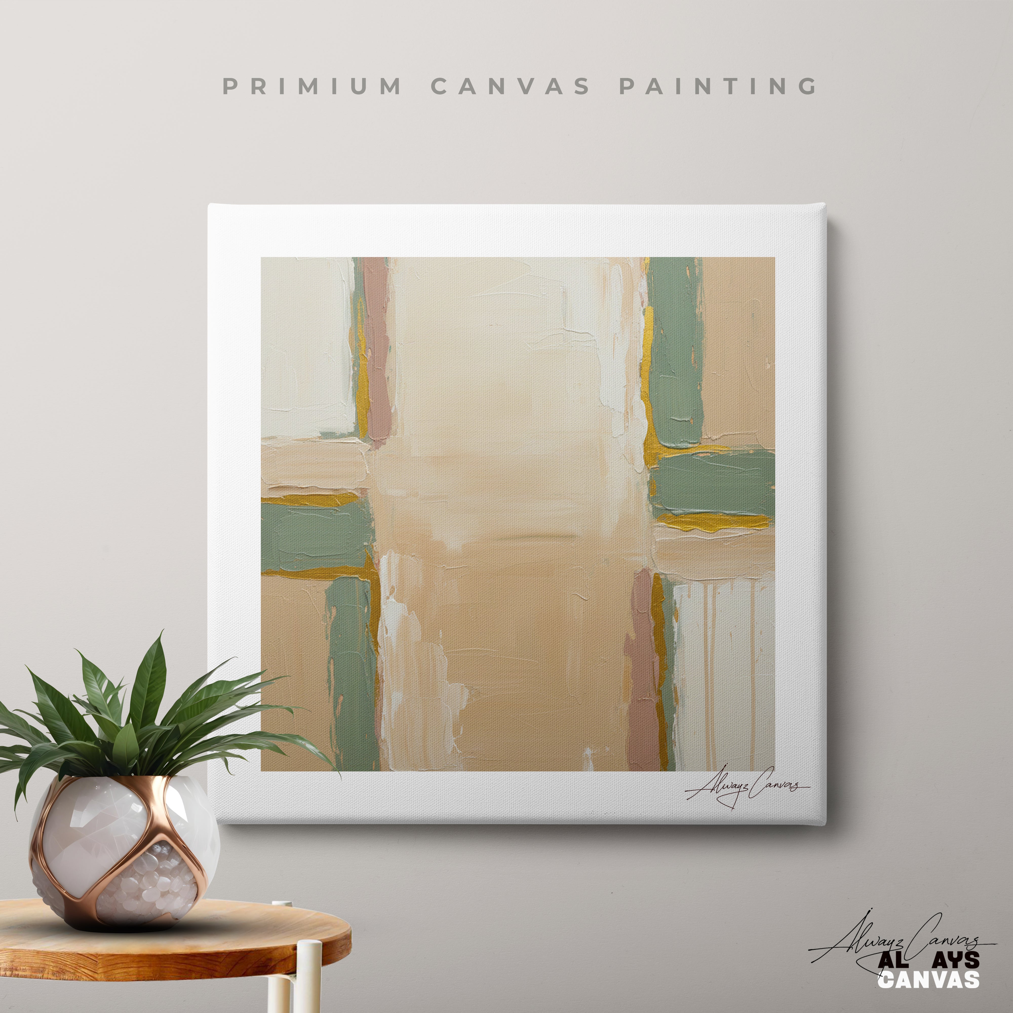 Golden Calm Geometry – Elegant Neutral Home Decor Canvas