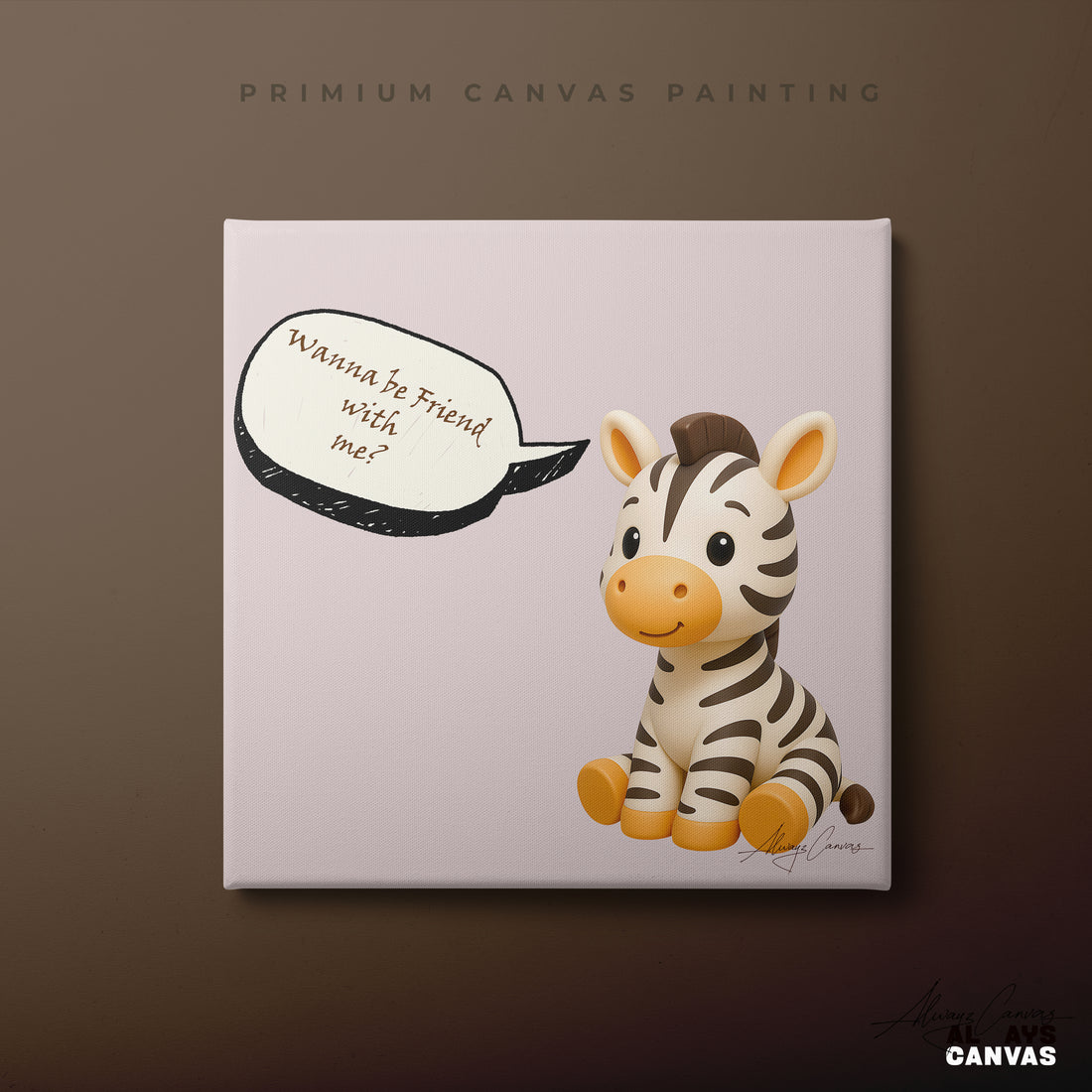 Whimsical Zebra: A Playful Friendship Canvas