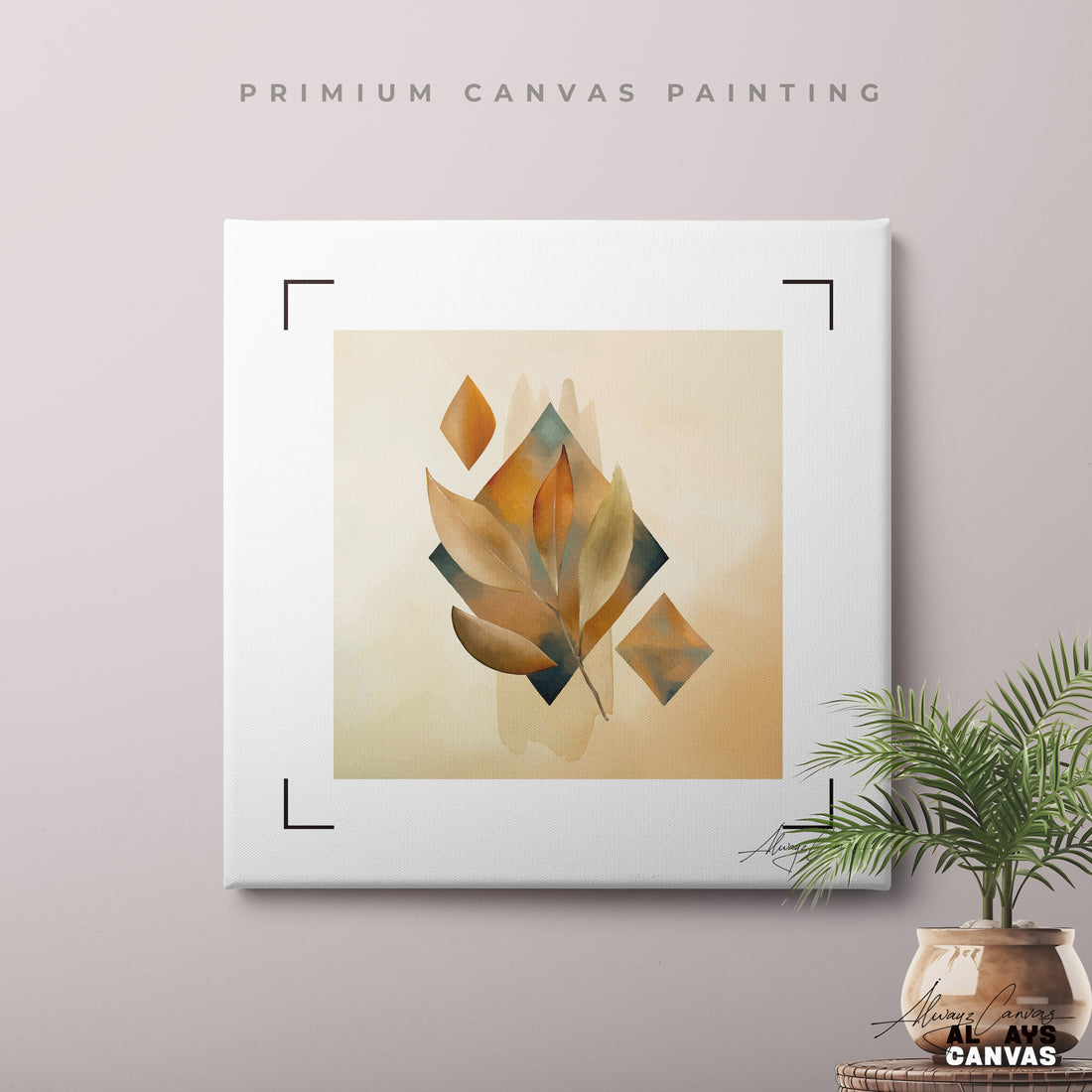 Earthbound Harmony: Abstract Geometric Botanical Wall Décor