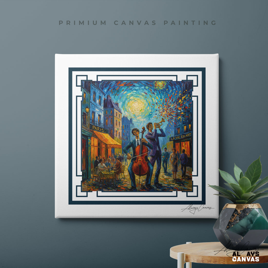 Parisian Jazz Serenade: Post-Impressionist Modern Canvas Art