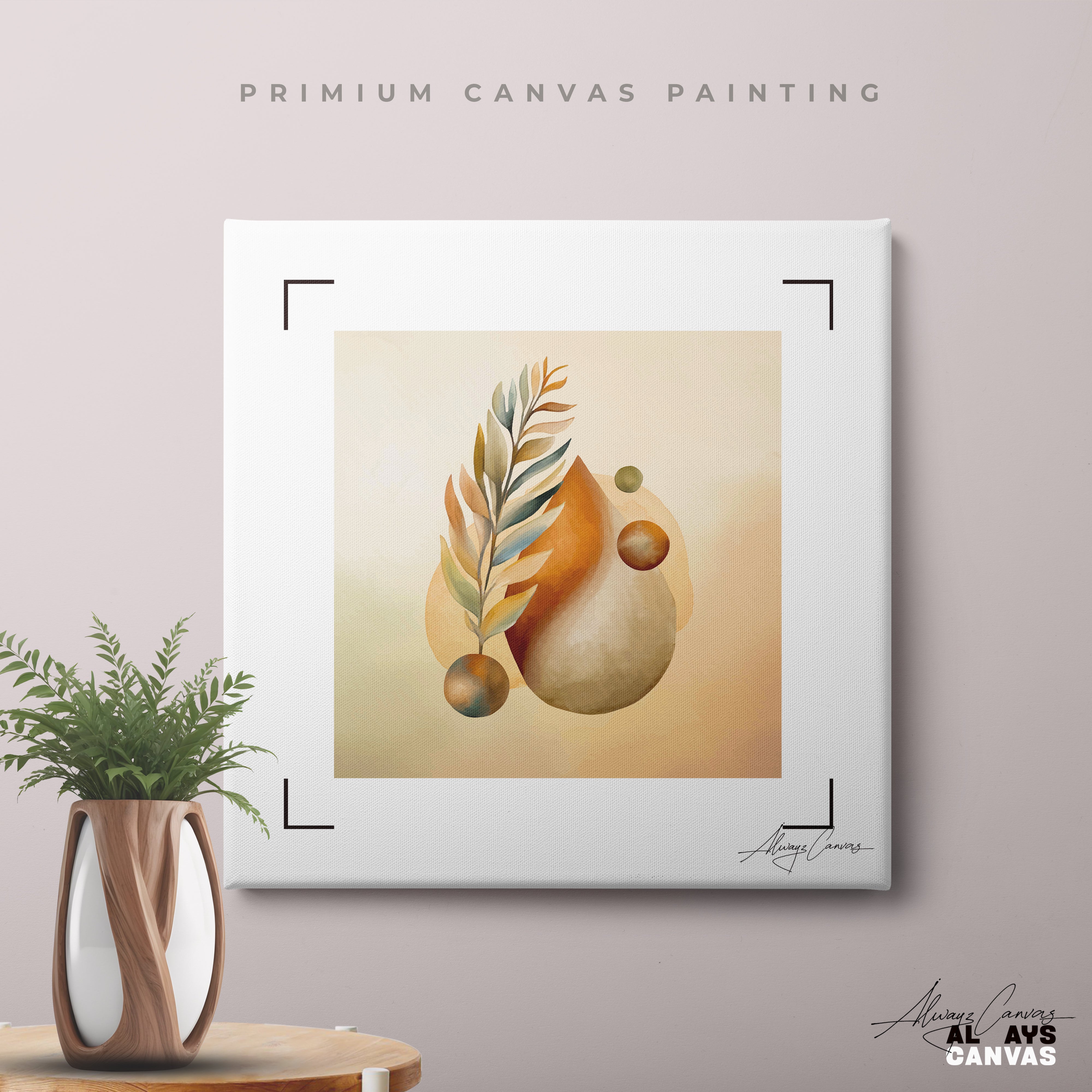 Saffron Botanical Zen: Abstract Earth-Toned Wall Décor