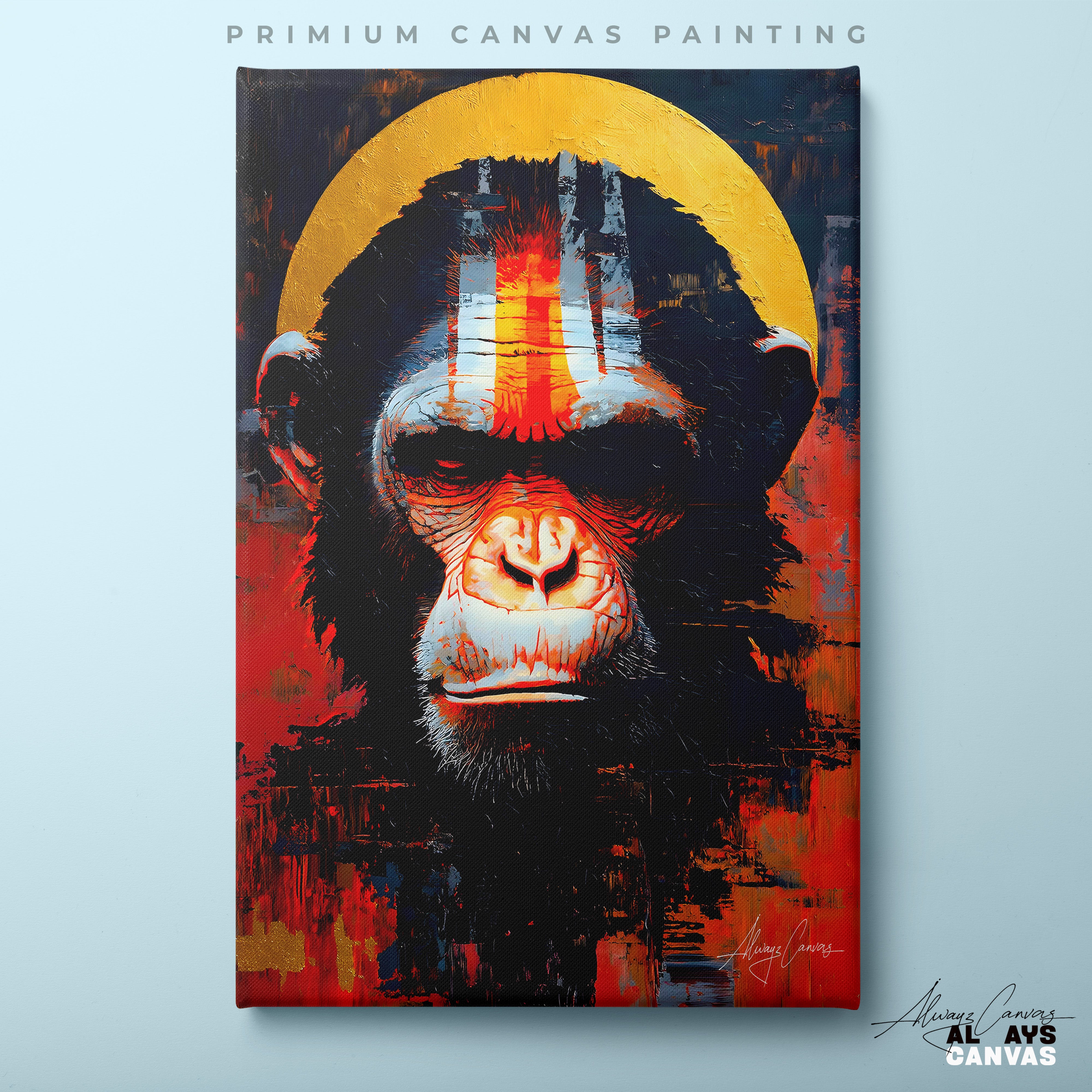 The Gilded Sovereign – Modern Abstract Hanuman Canvas