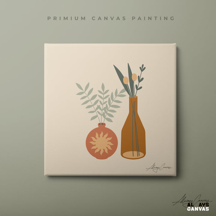 Boho Essence: Earthy Vase Abstract Art