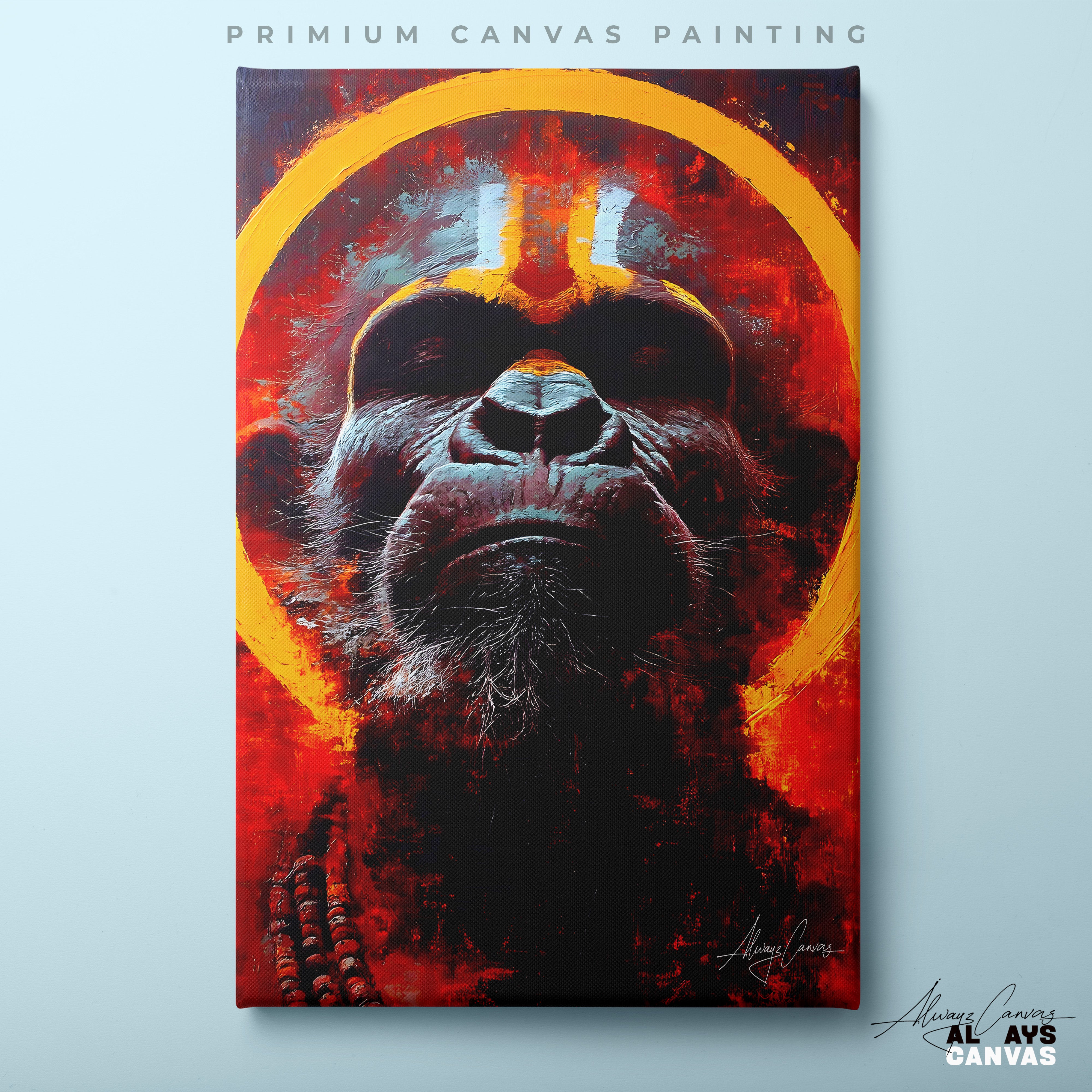 The Crimson Awakening – Modern Abstract Lord Hanuman Canvas