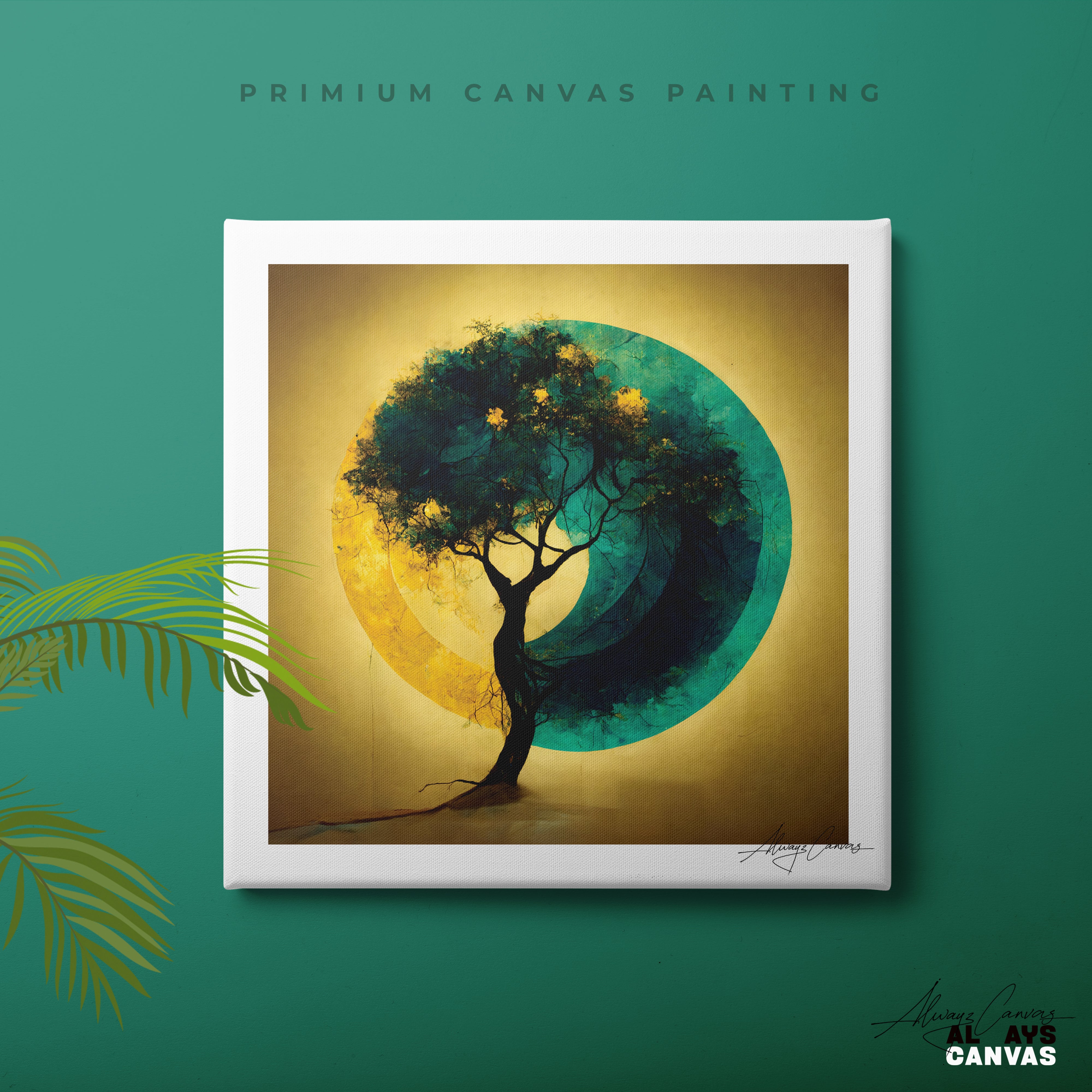 Zen Circle: Golden Horizon Tree Canvas