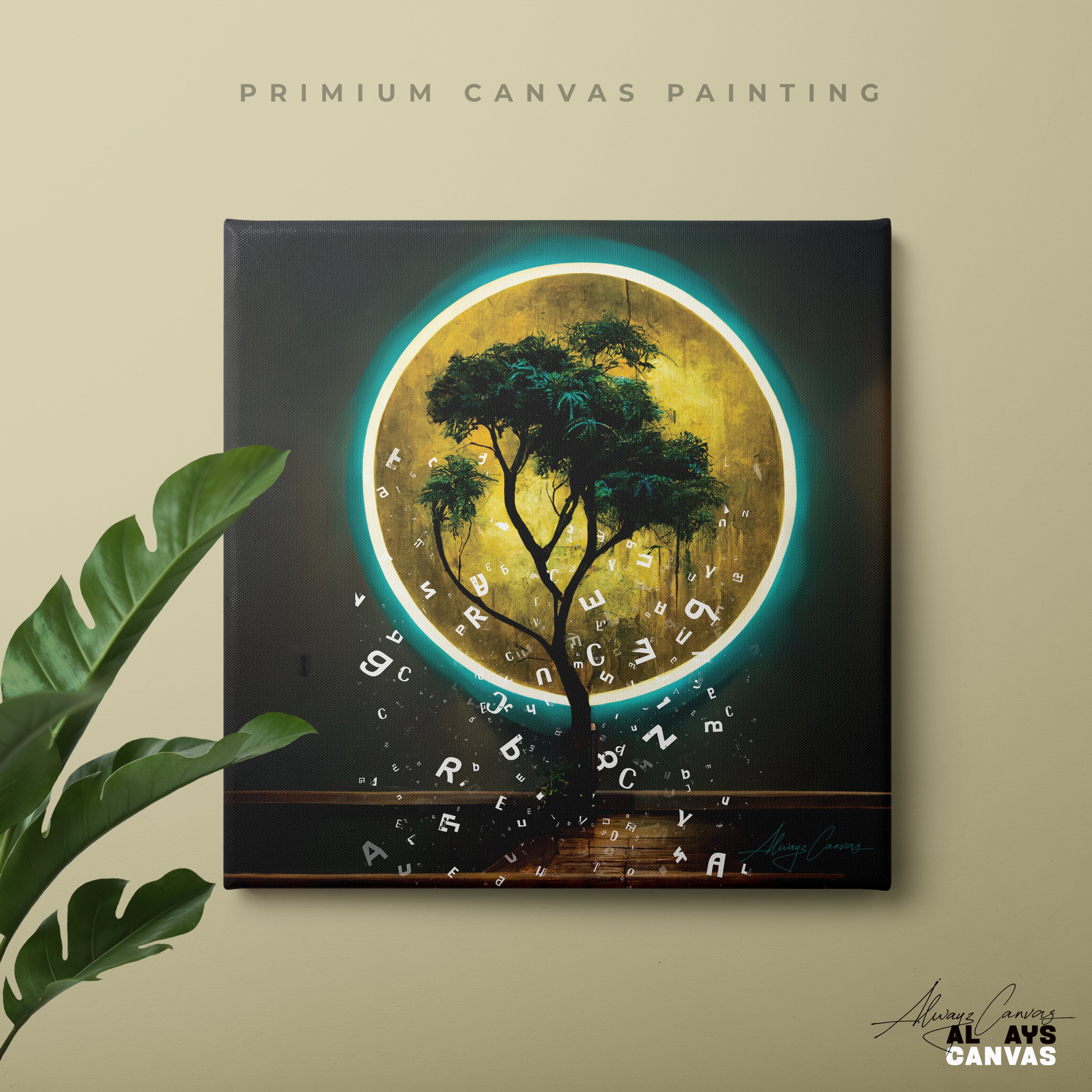 Moonlit Alphabet Tree Canvas Art