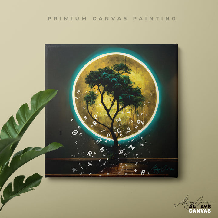 Moonlit Alphabet Tree Canvas Art