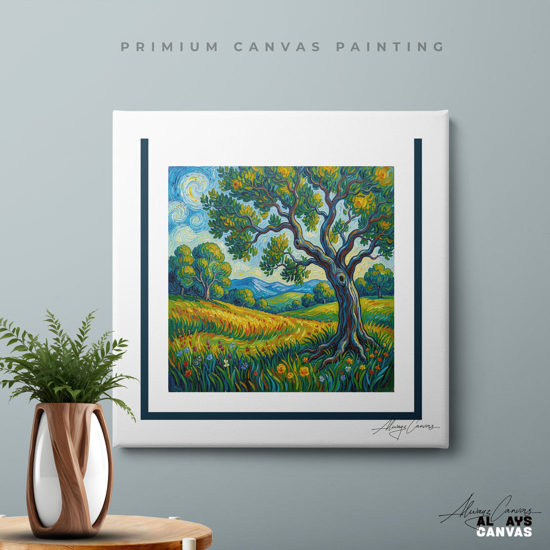 Starlit Meadows: Post-Impressionist Modern Canvas Art