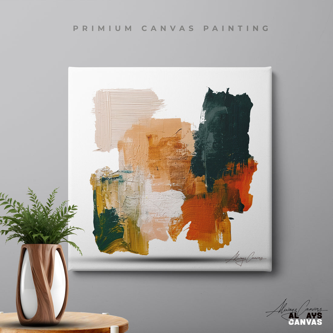 Rust & Shadow Harmony – Modern Abstract Canvas Wall Art