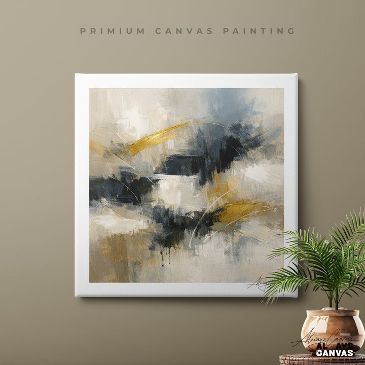 Gold Ember Abstract Canvas Art: Sophisticated Elegance