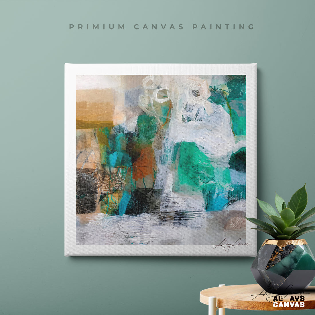 Teal Mist Harmony – Modern Abstract Canvas Wall Art