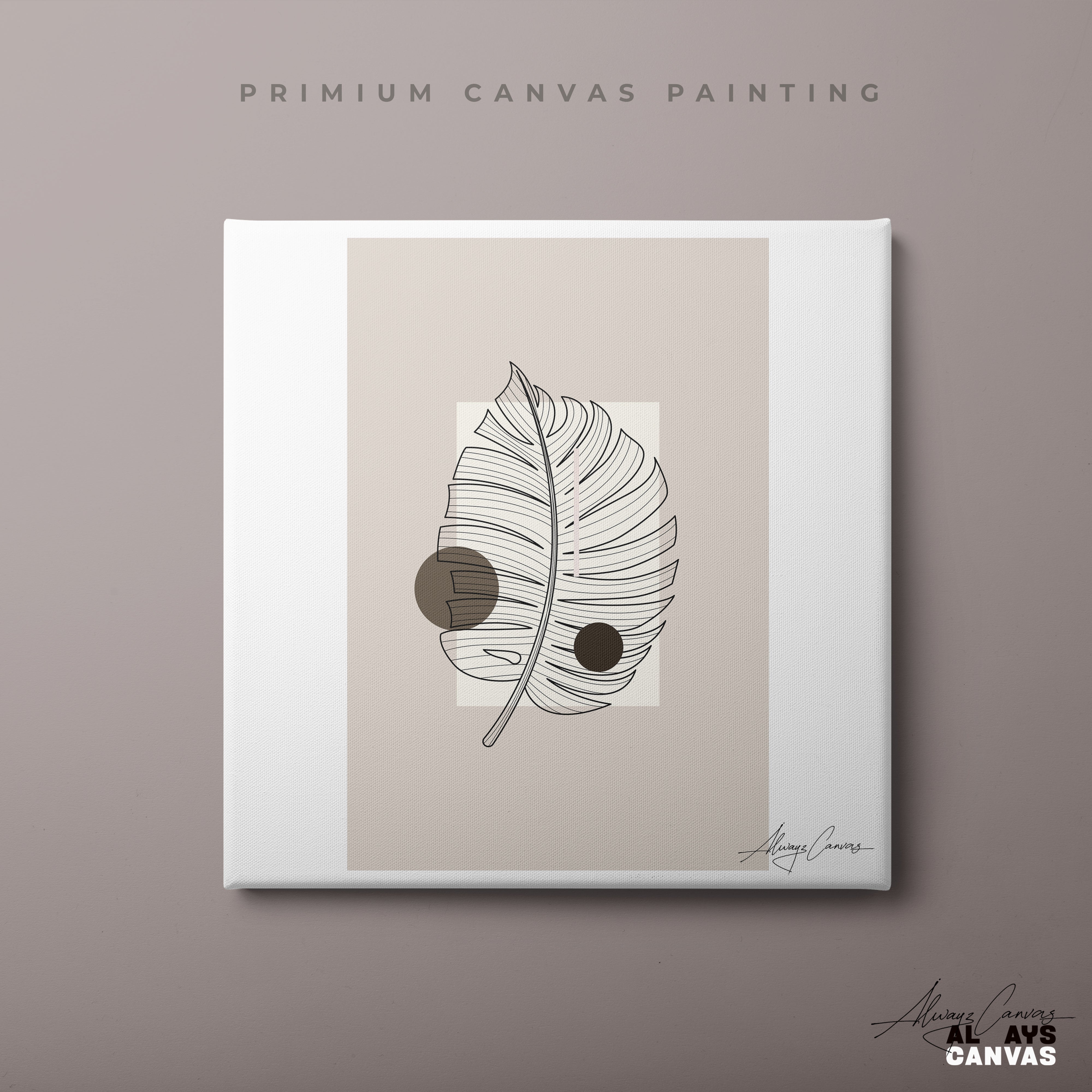 Linear Leaf: Minimalist Modern Art | Geometric Botanical: Sleek Line Canvas