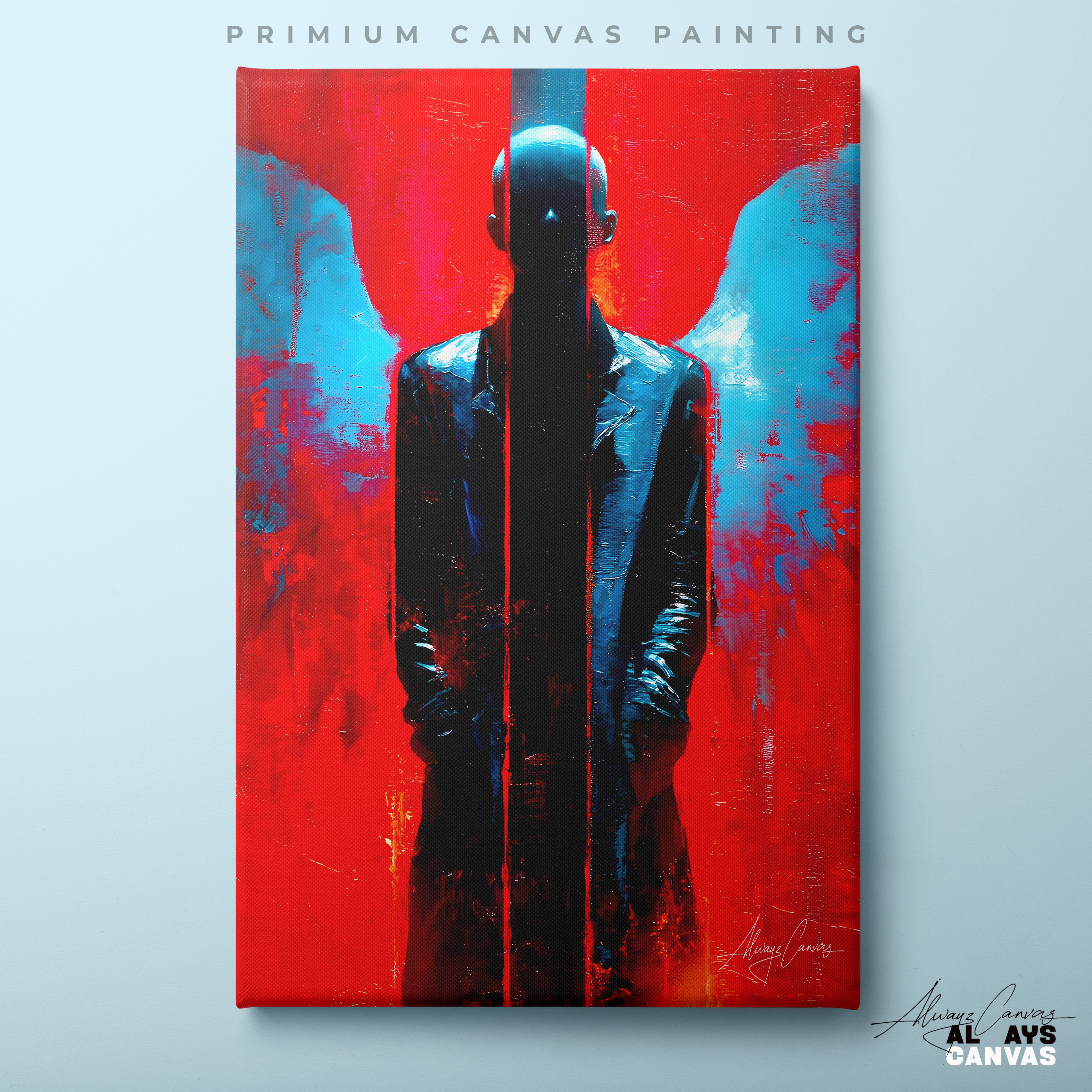 The Crimson Vanguard – Modern Cyberpunk Angel Canvas