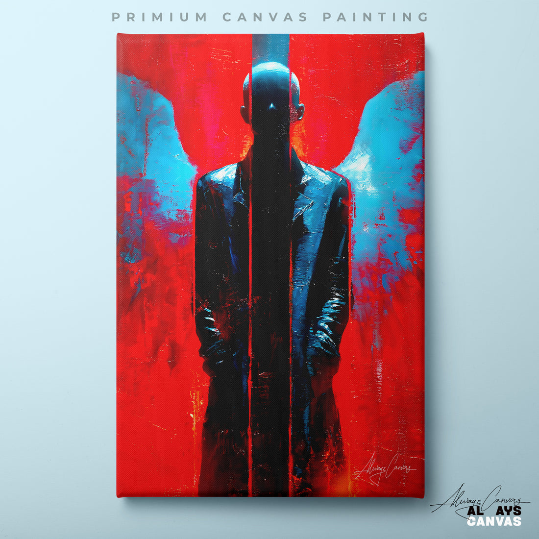 The Crimson Vanguard – Modern Cyberpunk Angel Canvas