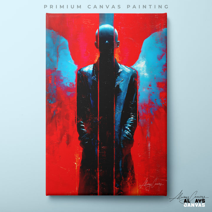 The Crimson Vanguard – Modern Cyberpunk Angel Canvas