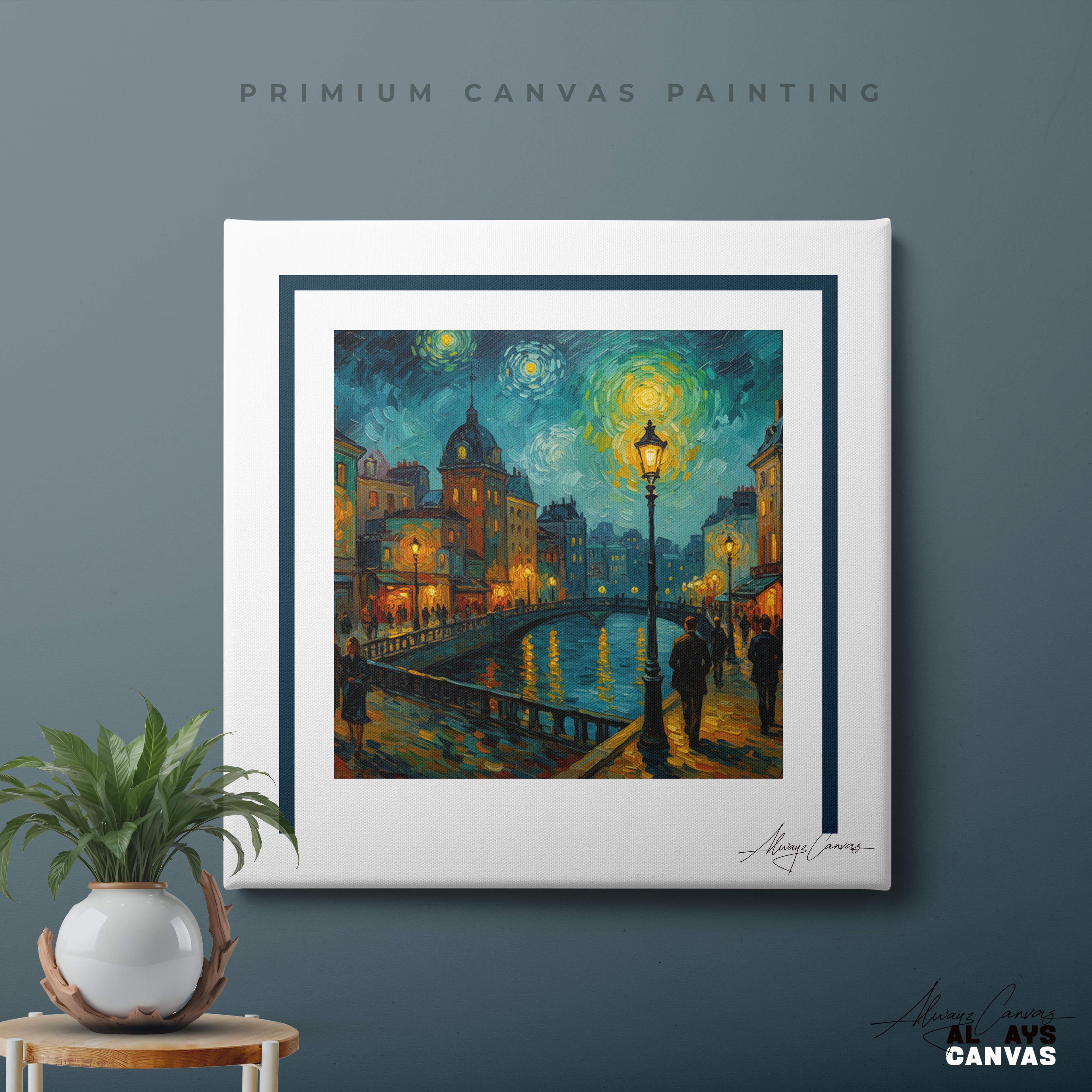 Golden Night Boulevard-Starlit City Reflections