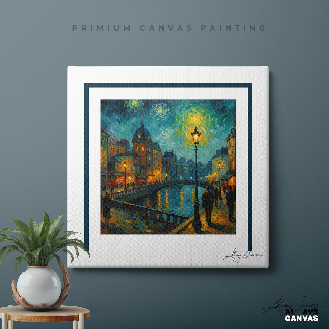 Golden Night Boulevard-Starlit City Reflections