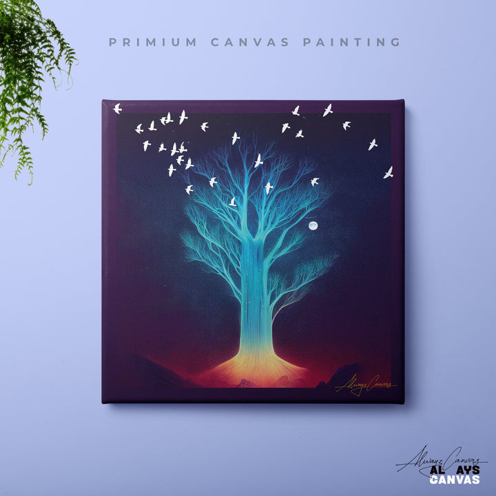 Spectrum Canopy: Luminous Mosaic Tree Canvas