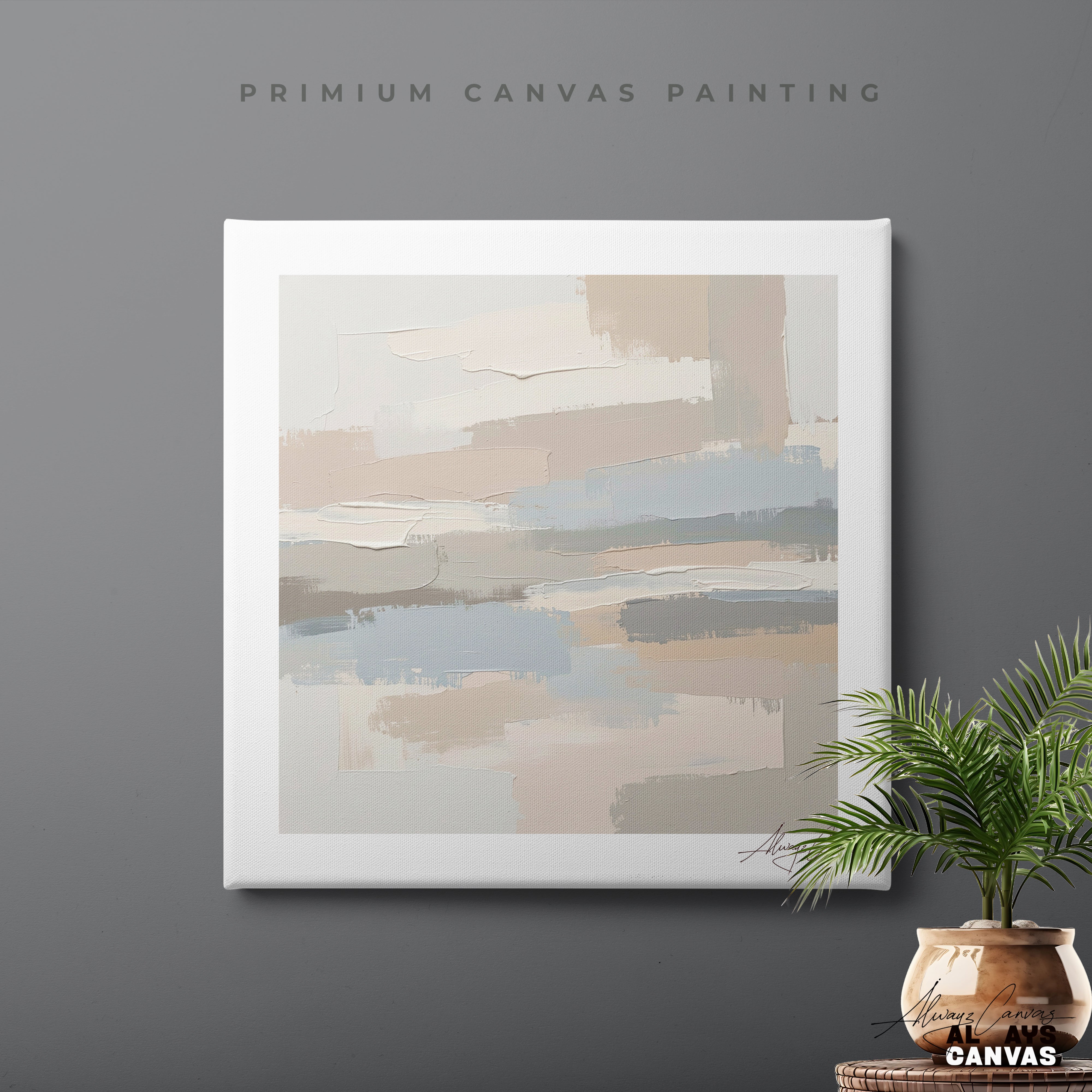 Soft Horizon Layers – Modern Abstract Canvas Wall Art