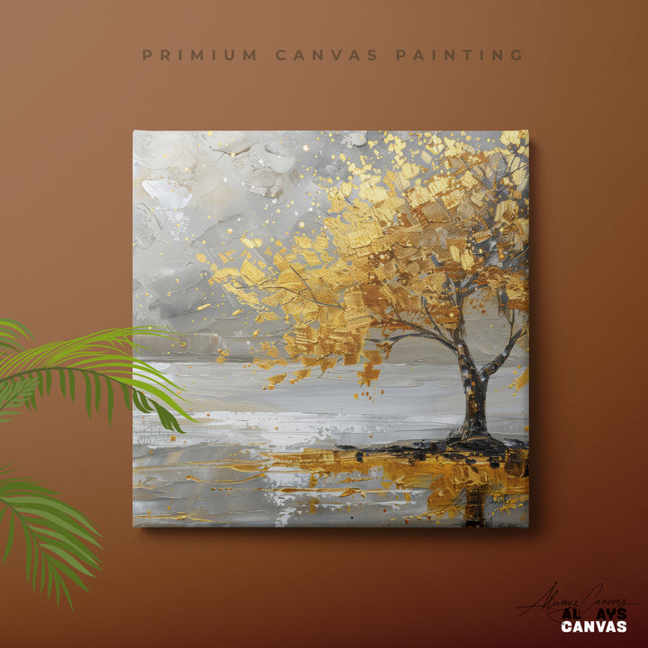 Luxe Golden Bloom Modern Wall Art