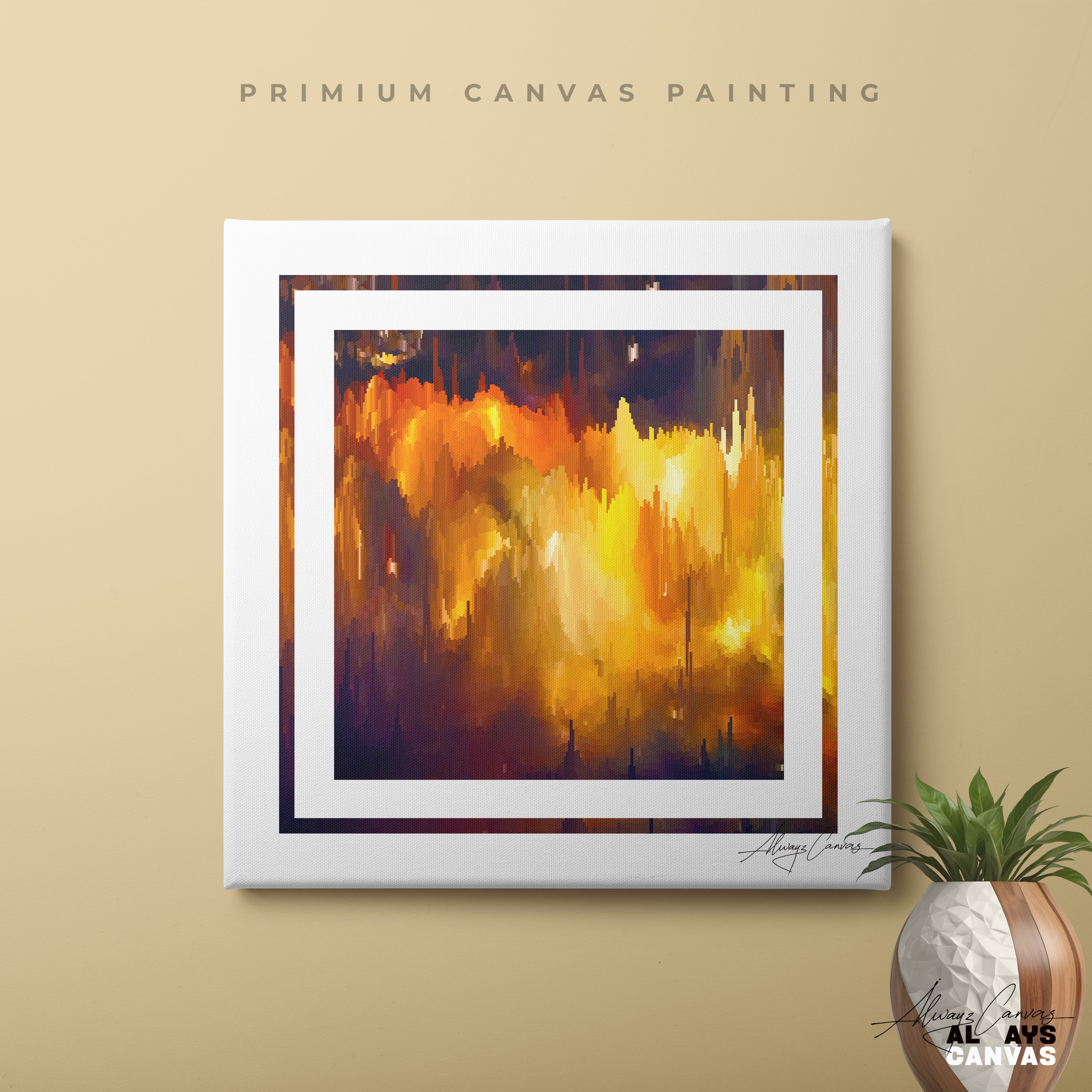 Golden Glitch: Modern Abstract Wall Art