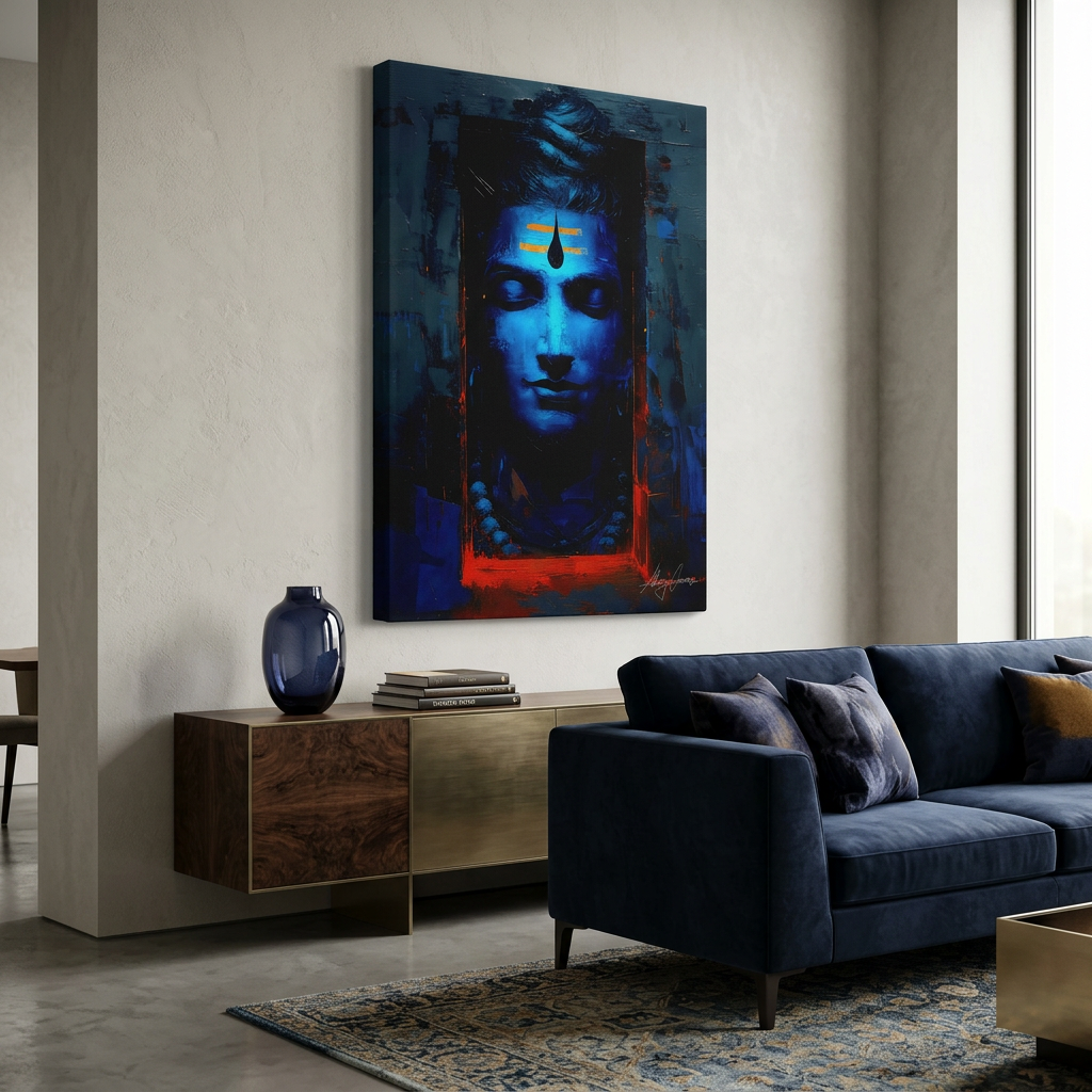 The Eternal Meditator – Modern Abstract Lord Shiva Canvas