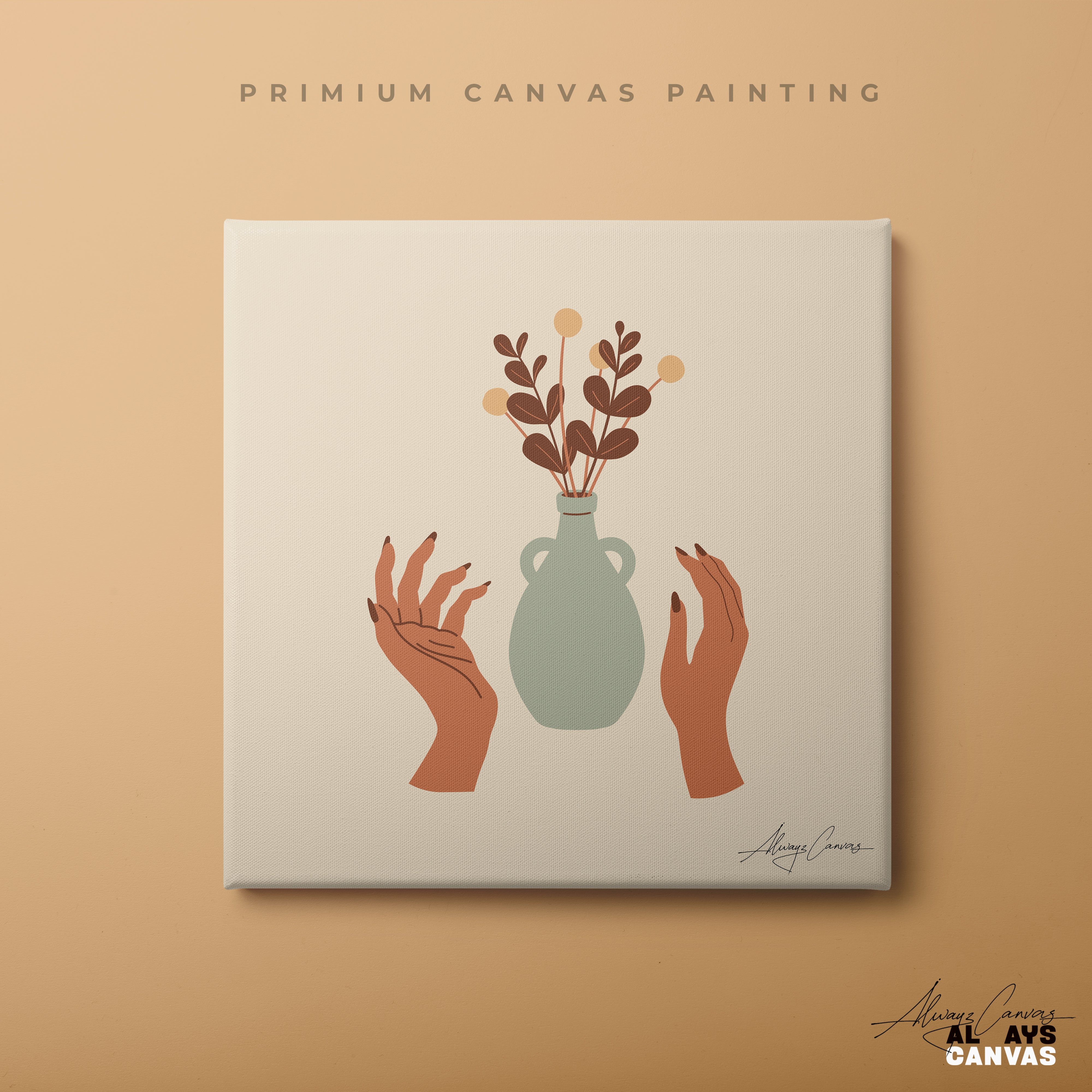 Earthly Grace: Minimalist Boho Vase Canvas