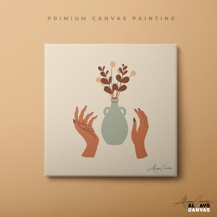 Earthly Grace: Minimalist Boho Vase Canvas
